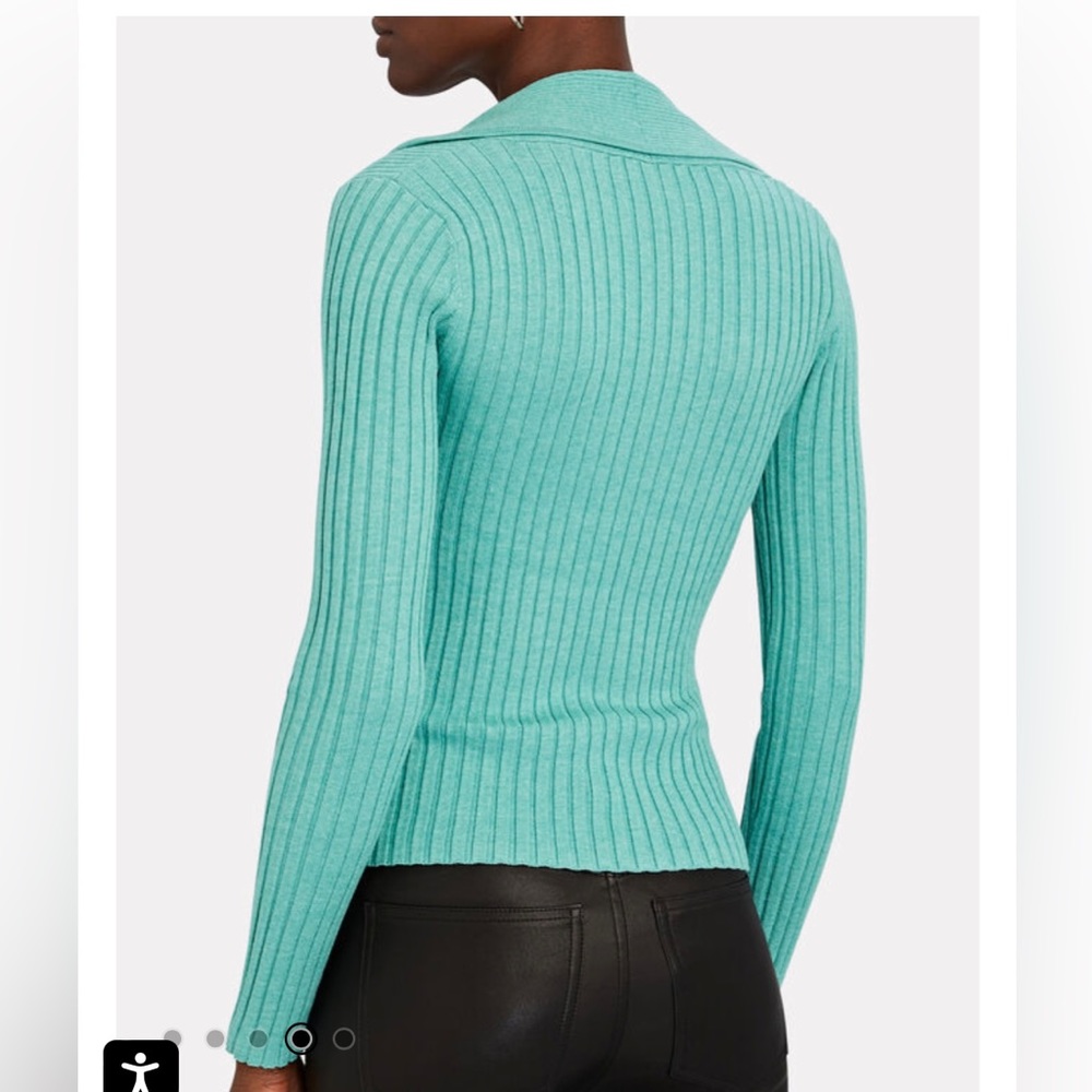INTERMIX Raelyn Rib Knit Top turquoise sz medium Nwt - Picture 3 of 9